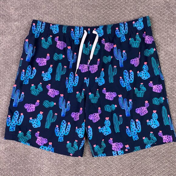 Chubbies Swim Trunks Shorts Mens 2XL Black The Spikes Cactus 7" Inseam Lined AOP - Picture 1 of 13